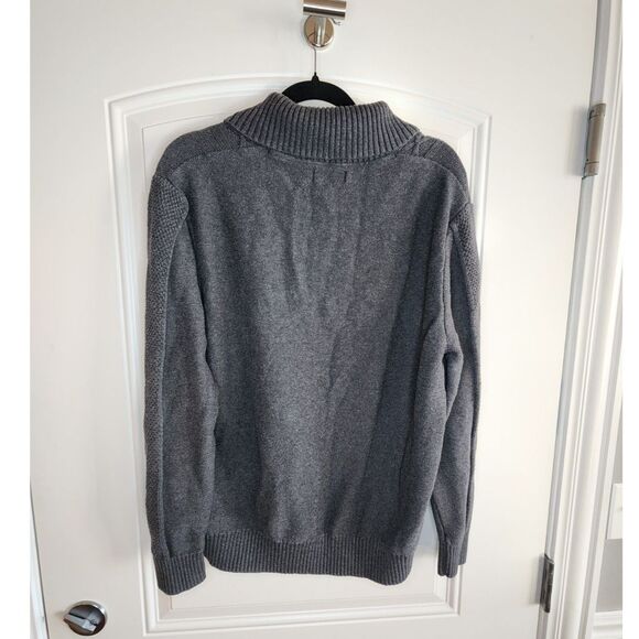 Nautica Dark Gray Cable Knit Shawl Collar Sweater Adult XL Pullover Preppy - Picture 2 of 6